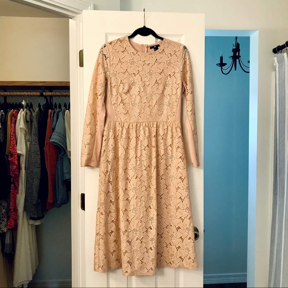 H&M Midi Blush Lace Dress